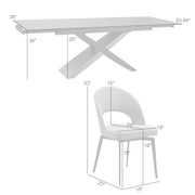 Milena Lucia 7 Piece Extendable Dining Set with Gray Fabric Chairs - Furniture City (CA)l