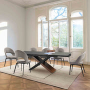 Milena Lucia 7 Piece Extendable Dining Set with Gray Fabric Chairs - Furniture City (CA)l