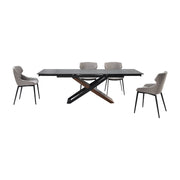 Milena Kenna 5 Piece Dining Set with Gray Fabric Chairs - Furniture City (CA)l