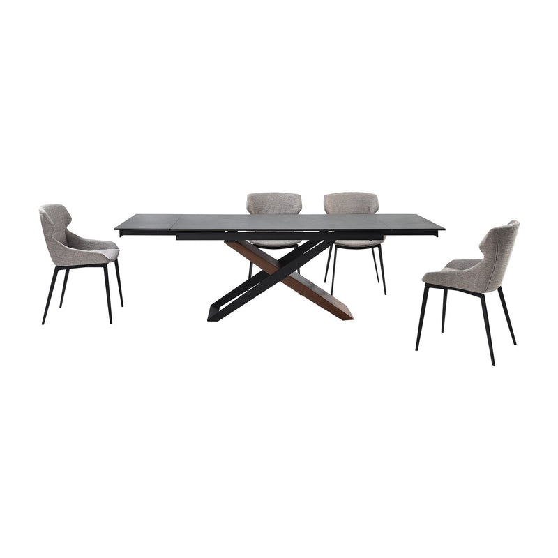 Milena Kenna 5 Piece Dining Set with Gray Fabric Chairs - Furniture City (CA)l
