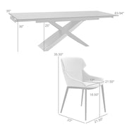 Milena Kenna 5 Piece Dining Set with Gray Fabric Chairs - Furniture City (CA)l