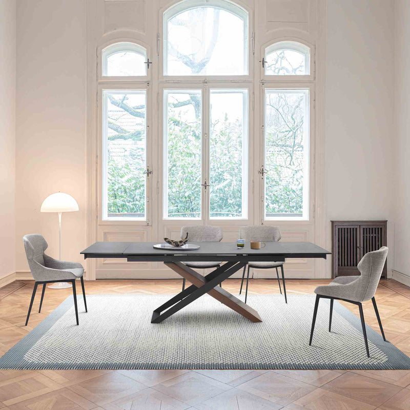 Milena Kenna 5 Piece Dining Set with Gray Fabric Chairs - Furniture City (CA)l