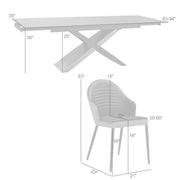 Milena Rocco 7 Piece Extendable Dining Set with Taupe Gray and Black Faux Leather Chairs - Furniture City (CA)l