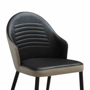 Milena Rocco 7 Piece Extendable Dining Set with Taupe Gray and Black Faux Leather Chairs - Furniture City (CA)l