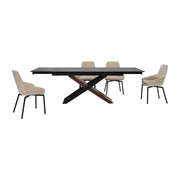 Milena Shilo 5 Piece Extendable Dining Set with Champagne Faux Leather Chairs - Furniture City (CA)l