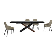 Milena Shilo 5 Piece Extendable Dining Set with Taupe Gray Faux Leather Chairs - Furniture City (CA)l