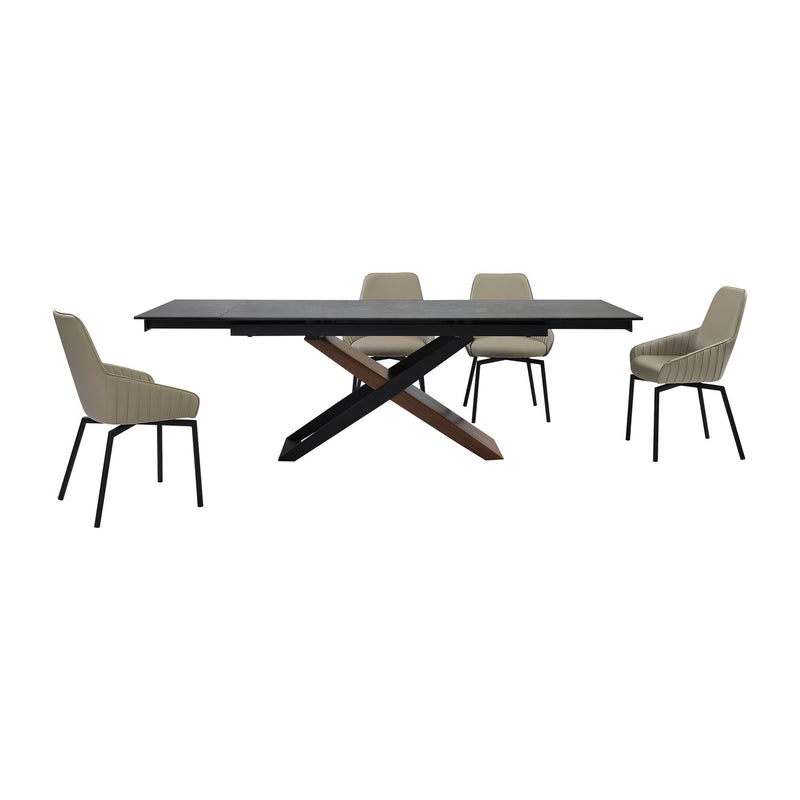 Milena Shilo 5 Piece Extendable Dining Set with Taupe Gray Faux Leather Chairs - Furniture City (CA)l