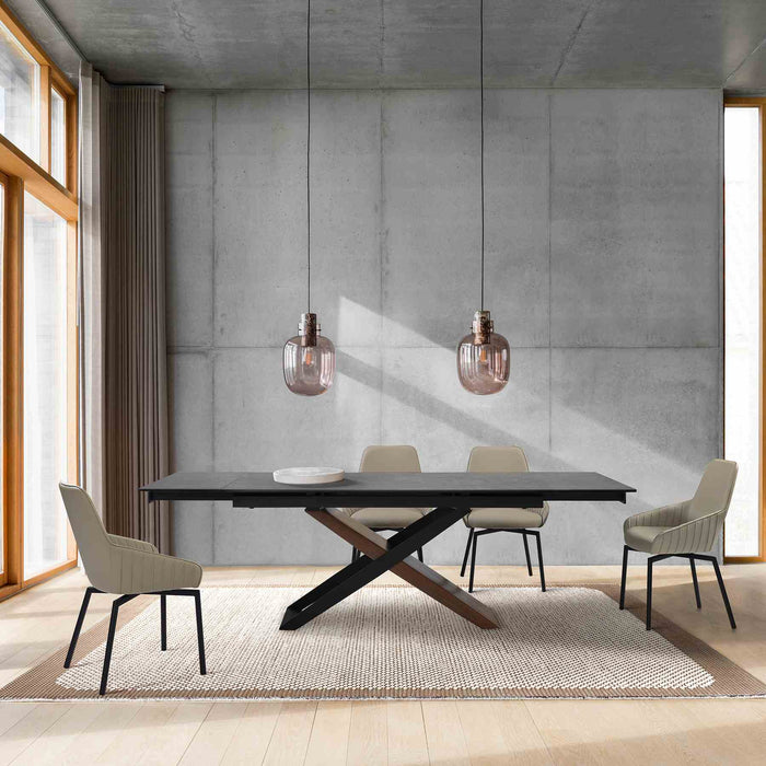 Milena Shilo 5 Piece Extendable Dining Set with Taupe Gray Faux Leather Chairs