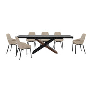 Milena Shilo 7 Piece Extendable Dining Set with Champagne Faux Leather Chairs - Furniture City (CA)l