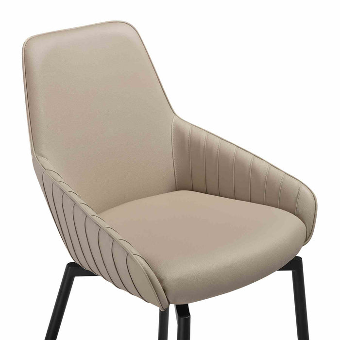 Milena Shilo 7 Piece Extendable Dining Set with Champagne Faux Leather Chairs