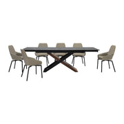 Milena Shilo 7 Piece Extendable Dining Set with Taupe Gray Faux Leather Chairs - Furniture City (CA)l