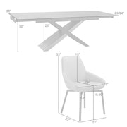 Milena Shilo 7 Piece Extendable Dining Set with Taupe Gray Faux Leather Chairs - Furniture City (CA)l