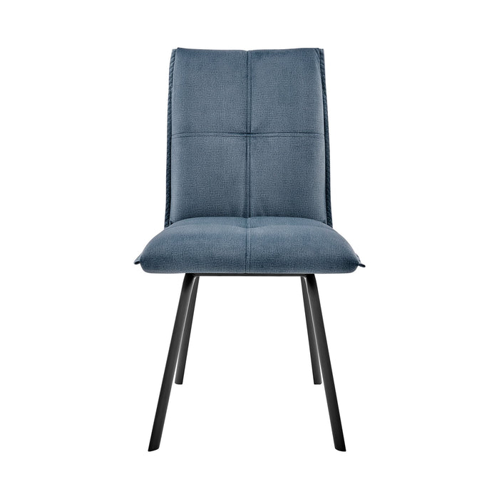 Margot and Rylee 5 Piece Modern Rectangular Dining Set in Black Melamine Wood and Blue Fabric