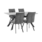 Margot and Rylee 5 Piece Modern Rectangular Dining Set in Light Gray Melamine Wood and Charcoal Fabric - Furniture City (CA)l
