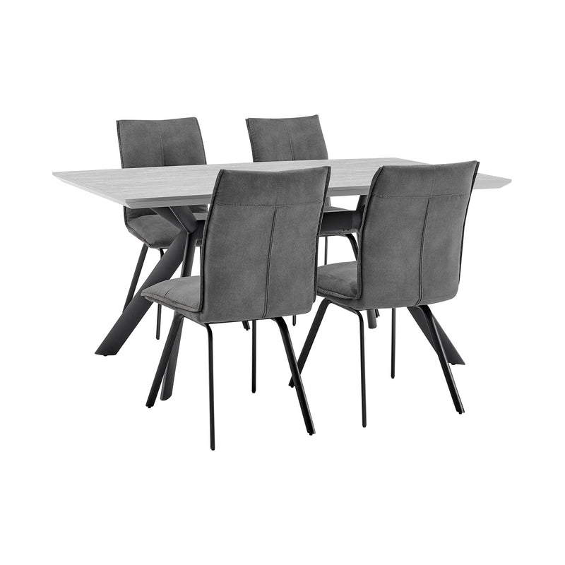 Margot and Rylee 5 Piece Modern Rectangular Dining Set in Light Gray Melamine Wood and Charcoal Fabric - Furniture City (CA)l