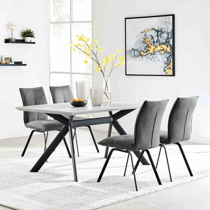 Margot and Rylee 5 Piece Modern Rectangular Dining Set in Light Gray Melamine Wood and Charcoal Fabric