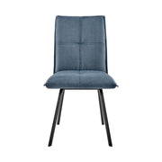 Margot and Rylee 7 Piece Modern Rectangular Dining Set in Black Melamine Wood and Blue Fabric - Furniture City (CA)l