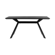 Margot and Rylee 7 Piece Modern Rectangular Dining Set in Black Melamine Wood and Blue Fabric - Furniture City (CA)l