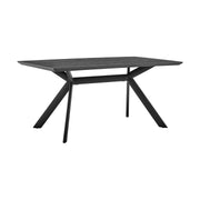 Margot and Rylee 7 Piece Modern Rectangular Dining Set in Black Melamine Wood and Blue Fabric - Furniture City (CA)l