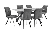 Margot and Rylee 7 Piece Modern Rectangular Dining Set in Light Gray Melamine Wood and Charcoal Fabric - Furniture City (CA)l