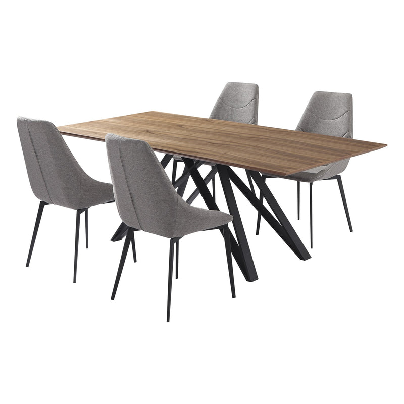Modena Mid-Century Walnut Wood 5 Piece Dining Set - Furniture City (CA)l