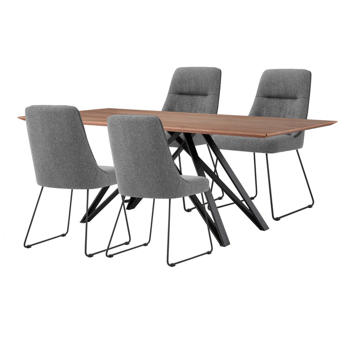 Modena Quartz 5 Piece Dining Set with Gray Fabric Chairs