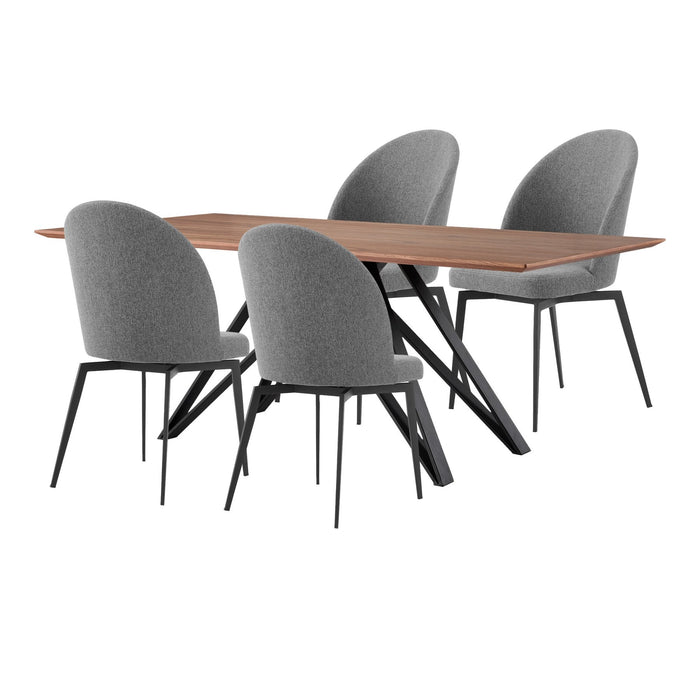 Modena Sunny 5 Piece Dining Set with Gray Fabric Chairs