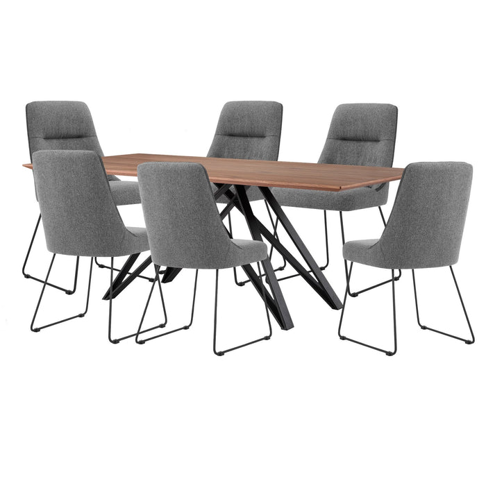 Modena Quartz 7 Piece Dining Set with Gray Fabric Chairs