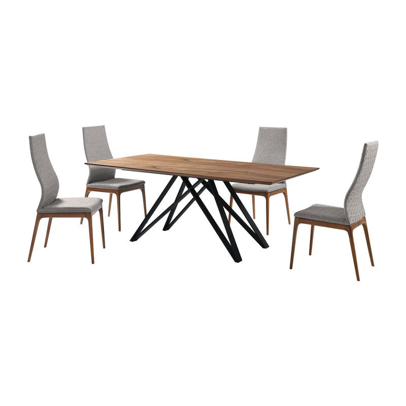 Modena Parker 5 Piece Dining Set with Gray Fabric Chairs - Furniture City (CA)l
