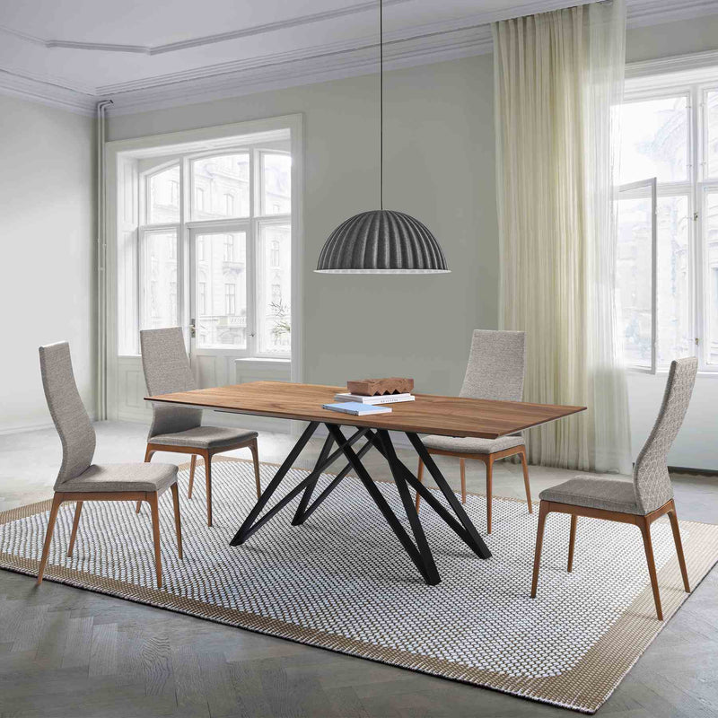 Modena Parker 5 Piece Dining Set with Gray Fabric Chairs - Furniture City (CA)l