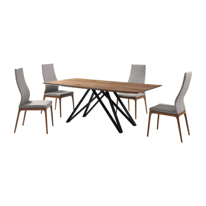 Modena Parker 5 Piece Dining Set with Gray Fabric Chairs
