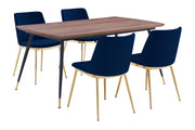 Messina Blue Velvet 5 Piece Rectangular Dining Set - Furniture City (CA)l