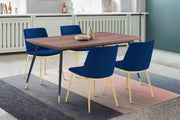 Messina Blue Velvet 5 Piece Rectangular Dining Set - Furniture City (CA)l