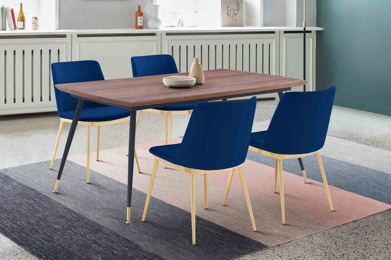 Messina Blue Velvet 5 Piece Rectangular Dining Set - Furniture City (CA)l