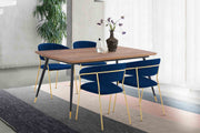 Messina and Nara Blue Velvet 5 Piece Rectangular Dining Set - Furniture City (CA)l