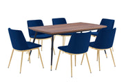 Messina Blue Velvet 7 Piece Rectangular Dining Set - Furniture City (CA)l