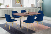 Messina Blue Velvet 7 Piece Rectangular Dining Set - Furniture City (CA)l