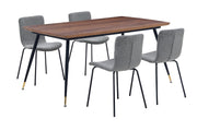 Messina and Gillian Light Gray Fabric 5 Piece Rectangular Dining Set - Furniture City (CA)l