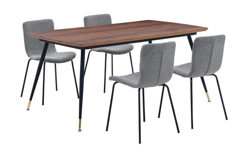 Messina and Gillian Light Gray Fabric 5 Piece Rectangular Dining Set - Furniture City (CA)l