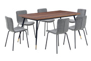 Messina and Gillian Light Gray Fabric 7 Piece Rectangular Dining Set - Furniture City (CA)l