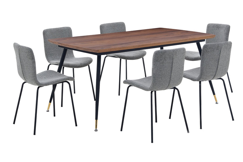 Messina and Gillian Light Gray Fabric 7 Piece Rectangular Dining Set - Furniture City (CA)l