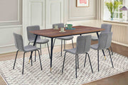 Messina and Gillian Light Gray Fabric 7 Piece Rectangular Dining Set - Furniture City (CA)l