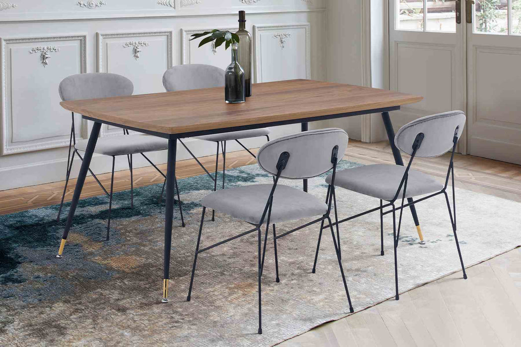 Messina and Alice Gray Velvet 5 Piece Rectangular Dining Set