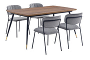 Messina and Carlo Gray Velvet 5 Piece Rectangular Dining Set - Furniture City (CA)l