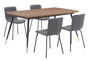 Messina and Gillian Dark Gray Faux Leather 5 Piece Rectangular Dining Set - Furniture City (CA)l