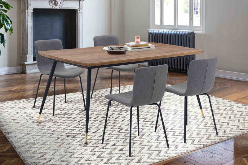 Messina and Gillian Dark Gray Faux Leather 5 Piece Rectangular Dining Set - Furniture City (CA)l