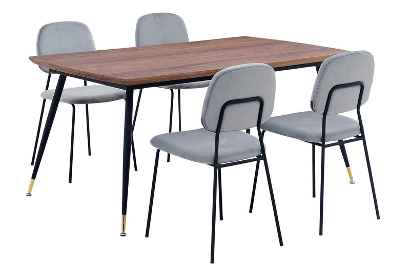 Messina and Lucy Gray Velvet 5 Piece Rectangular Dining Set - Furniture City (CA)l