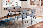 Messina and Lucy Gray Velvet 5 Piece Rectangular Dining Set - Furniture City (CA)l