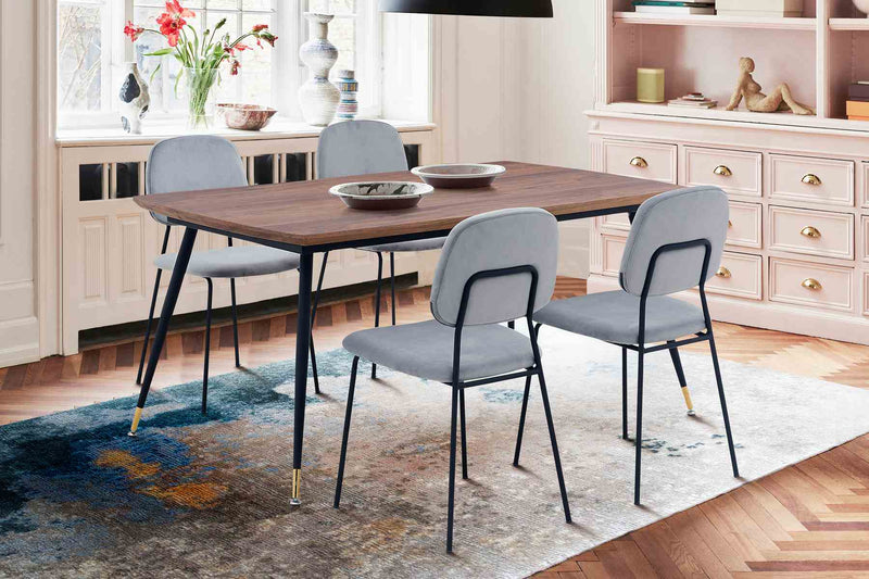 Messina and Lucy Gray Velvet 5 Piece Rectangular Dining Set - Furniture City (CA)l