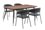 Messina and Nara Gray Faux Leather 5 Piece Rectangular Dining Set - Furniture City (CA)l
